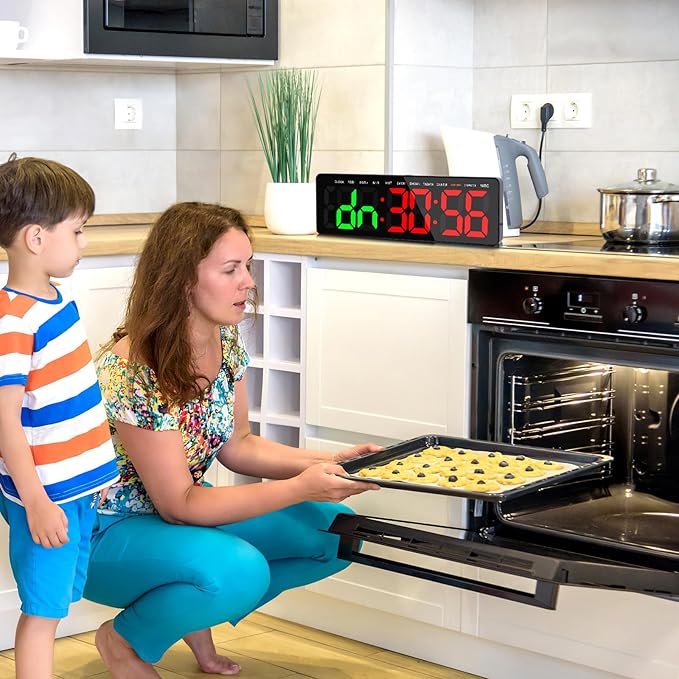 Gym Timer, 16.5" Large Digital Wall Clock for Gym Interval Workout, Remote Control LED Digital Timer for Home Decor, Living Room, Office, Gym, Classroom