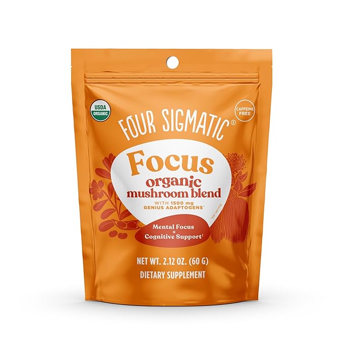 Four Sigmatic Focus Blend | Organic Lion's Mane Powder with Adaptogen and Mushroom Blend | Includes Cordyceps, Rhodiola, Bacopa & Mucuna | 30 Servings