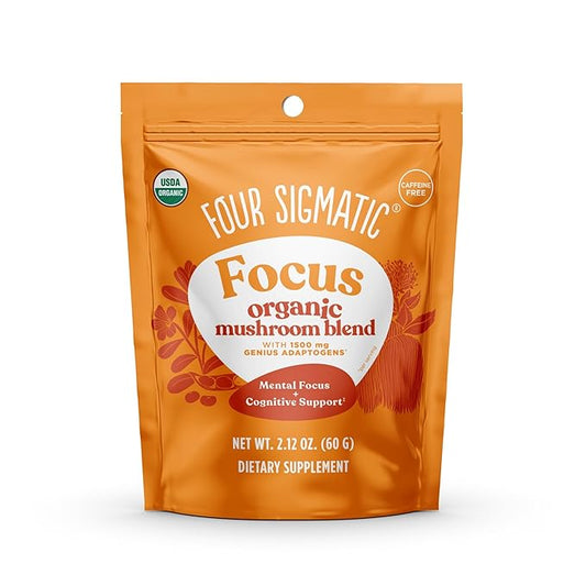 Four Sigmatic Focus Blend | Organic Lion's Mane Powder with Adaptogen and Mushroom Blend | Includes Cordyceps, Rhodiola, Bacopa & Mucuna | 30 Servings