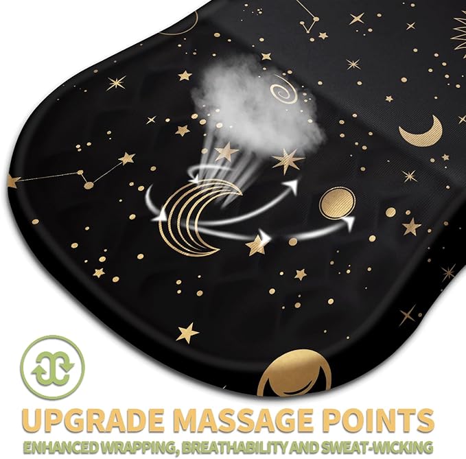 Ergonomic Wrist Rest Support Mouse Pad, Massage Design Relief Carpal Tunnel Pain, Entire Memory Foam Non-Slip, Computer Mouse Pads for Wireless, Starry Sky