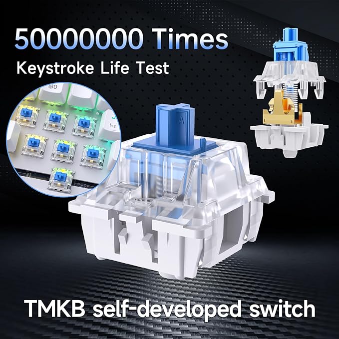 DIERYA DK63 60% Wireless Mechanical Gaming Keyboard | Bluetooth/2.4G/Wired | RGB Backlit | Anti-Ghosting Compact 63-Keys Mini Keyboard | with Blue Switch | for Windows Laptop PC Gamer Typist-Black