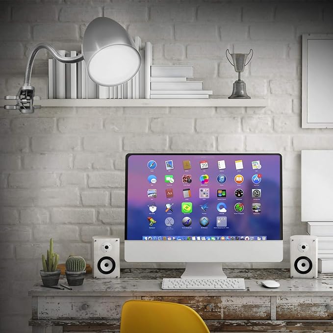 ENERGETIC SMARTER LIGHTING Desk lamp with Clamp, Non-Dimmable Clip Light for Bed and Desk, 4000K Cool White, 3.5W 240 LM Flexible Gooseneck lamp, Eye Protection, ETL Listed