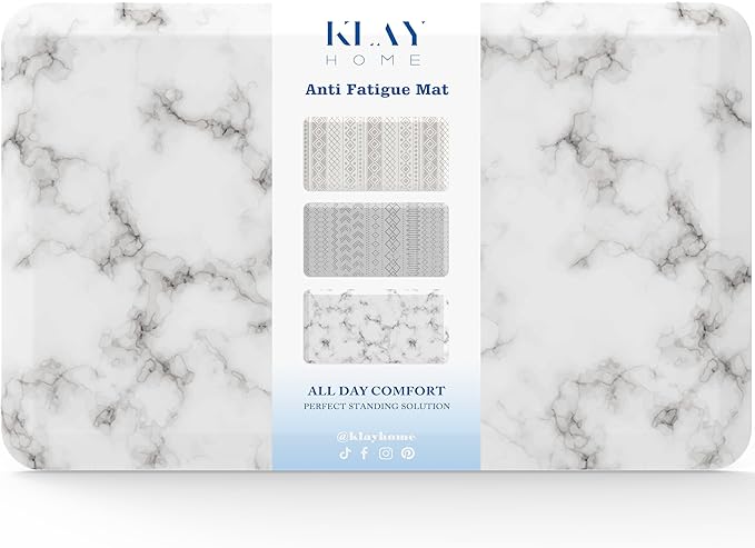 Klay Home Kitchen mats for Floor Anti Fatigue, 3/4" Thick 100% PU Memory Foam Kitchen mat, Padded Kitchen mat, Cushion Kitchen Sink Rug - Waterproof - Non-Slip - Well-Made (Small 20" x 32", Marble)