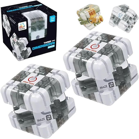 Large Labyrinth 3D Puzzle Maze Cube, Magic Cube Maze Ball Puzzle, Challenging Logic Puzzles Ball Stress Cubes, Stress Relief Toys Adults, Educational Focus Game Gift for Adults Teens (Style A*2)