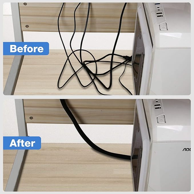 JOTO 1 Pack Cable Management Sleeve, 15 Feet Cord Organizer System with Zipper for TV Computer Office Home Entertainment, Flexible Cable Sleeve Wrap Cover Wire Hider System -Black
