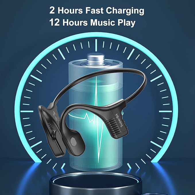 IPX8 Waterproof Bone Conduction Headphones Swimming Underwater Bluetooth Headsets with MP3 Player Open Ear Headsets with Mic Wireless Earphones Built-in 32GB Memory for Running Cycling Gym Workouts