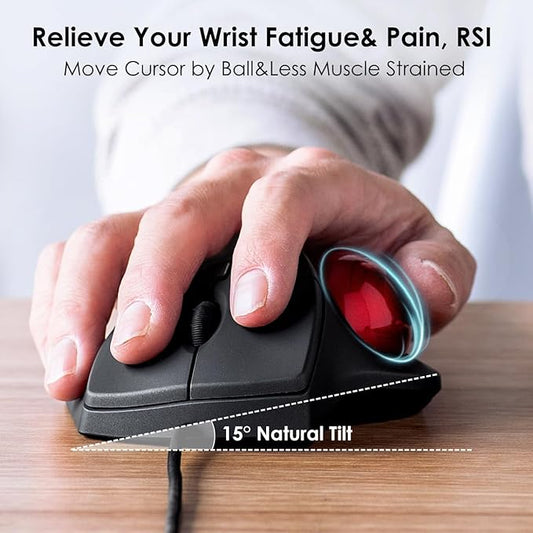 SANWA Wired Ergonomic Trackball Mouse, Optical Rollerball Mice, Programmable Silent Buttons, 40mm Trackball, 600/800/1200/1600 Adjustable DPI, Compatible with MacBook, Laptop, Windows, macOS