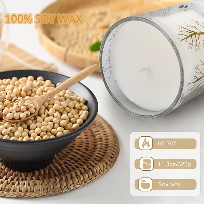 Large Jar Candle - Pine Tree Scent - 11.3 oz - 65-70 Hour Burn Time - Perfect for Christmas & Winter Gifts for Mom, Sister, Grandma, Friend