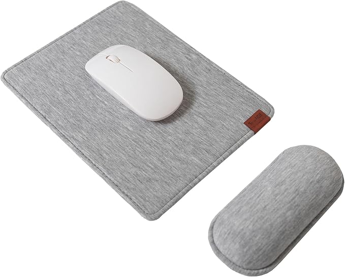SenseAGE Detachable Ergonomic Mouse Pad with Wrist Rest Support, Adjustable Placement for Pain Relief, Non-Slip Base, for Computer & Laptop, Office Desk Accessories, 9.7 x 7.3 in (Light Grey)
