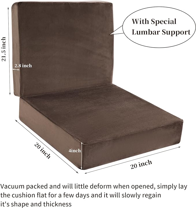 HOMBYS Foam Lumbar Support Pillow for Recliner with Recliner Chair Seat Cushion-Thick Seat Cushion for Elderly with Long Back Support, Extra Large & Non-Slip, Brown