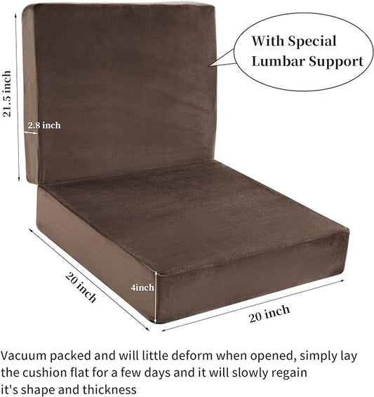 HOMBYS Foam Lumbar Support Pillow for Recliner with Recliner Chair Seat Cushion-Thick Seat Cushion for Elderly with Long Back Support, Extra Large & Non-Slip, Brown