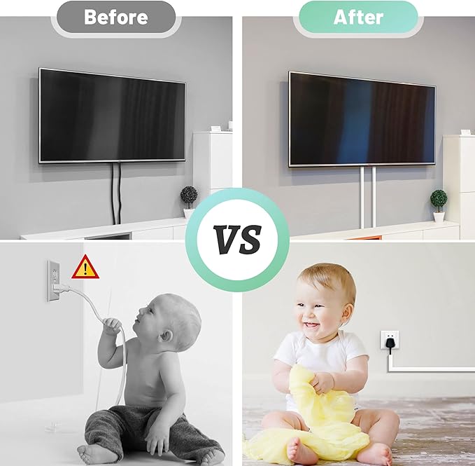 ZhiYo 102in Cord Covers for Wires on Wall, Cable Hider for 1-2 Cords, Self-Adhesive TV Cord Hider for Wall Mounted tv, Wire Cover Concealer, White Cable Management Raceway, 6X L17in W0.7in H0.4in