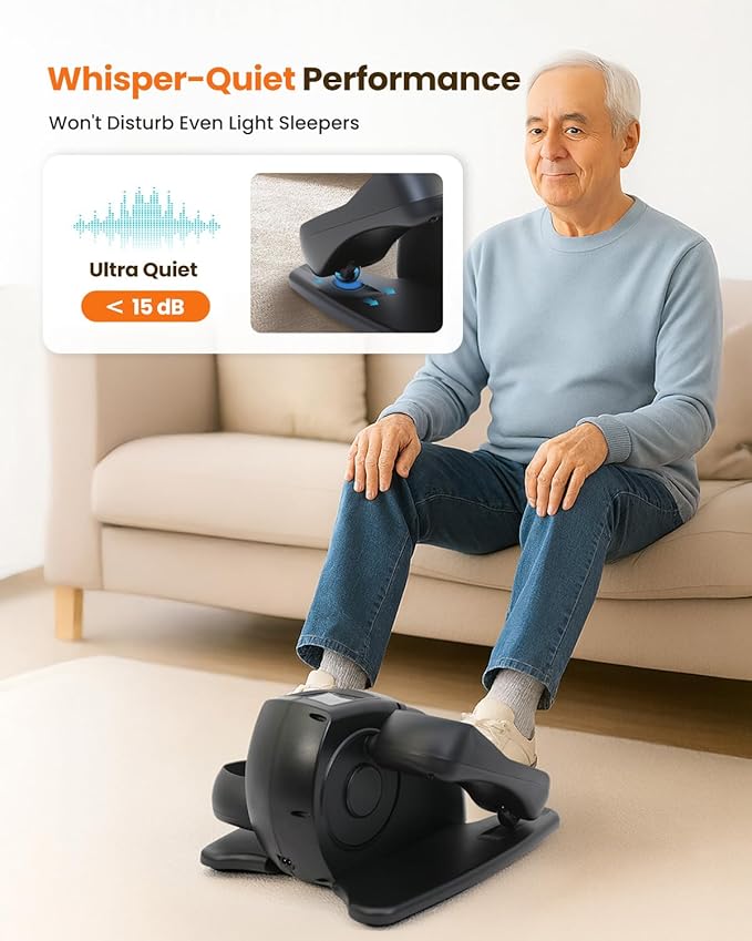 Under Desk Elliptical Machine, Ellipse Leg Exerciser as Seen on TV with Remoter, Quiet Electric Seated Pedal Exerciser, Mini Leg Exercise While Sitting for Seniors, Manual & Auto Mode for Home Office