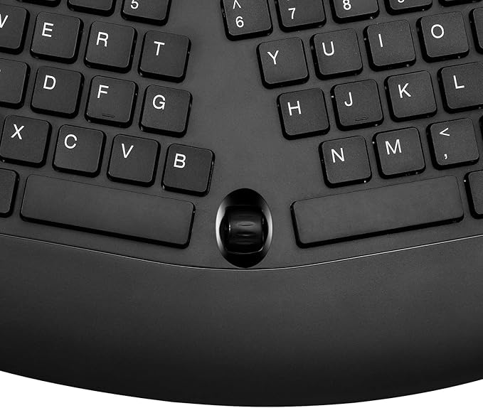 Adesso WKB-1600CB TruForm Media Wireless Ergonomic Keyboard & Optical Mouse Combo with 24 GHz RF Technology, Split Design, Adjustable DPI, and Multimedia Hotkeys