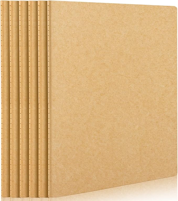 EUSOAR Notebook Journal, 6 Pack A4 11" x 8-1/2", 40 Sheets/ 80 Pages, 100gsm Thick Paper, College Ruled Notebooks Brown in Bulk, Line Journals Letter Size for Note Taking Taking Composition