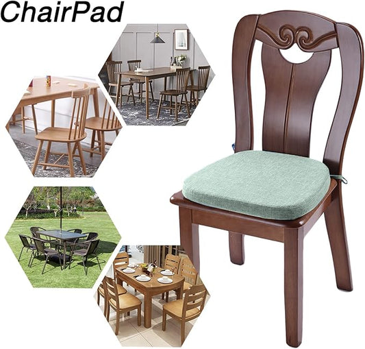 Kitchen Chair Cushions with Ties - Memory Foam No Slip Seat Cushion and Dining Room Chair Pad with Machine Washable Cover [16.5 X 16.2 Inches] - Lake Green