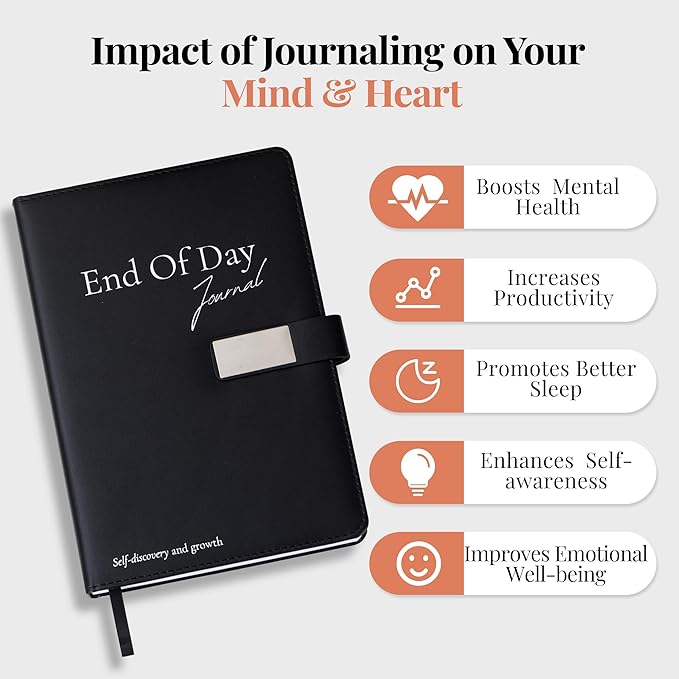 Tayri End of Day Journal - The Five Minute Mind Journal for Men and Women 2025, Daily Guided Journal With Prompts for Gratitude, Self Reflection, Mindfulness, Productivity & Personal Growth