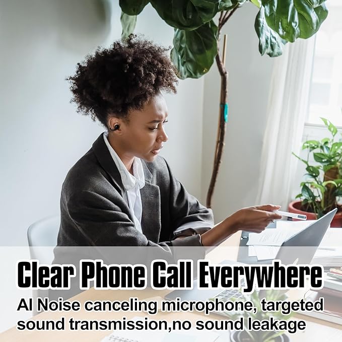 Ear Clip Wireless Earbuds Open Ear Headphones Bluetooth with Touch Control AI Noise Cancelling 30Hrs Playtime IPX4 Waterproof Lightweight Comfort Unisex for Sports Running & Workouts