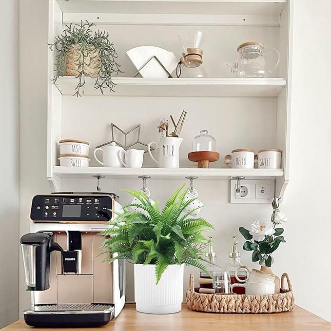 Small Fake Plant 12.2" Fern Potted Artificial Plants for Shelf Desk Home Bathroom Farmhouse Room Office Kitchen Farmhouse Coffee Table Decor