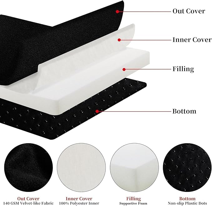 HOMBYS Foam Lumbar Support Pillow for Recliner with Recliner Chair Seat Cushion-Thick Seat Cushion for Elderly with Long Back Support, Extra Large & Non-Slip, Black