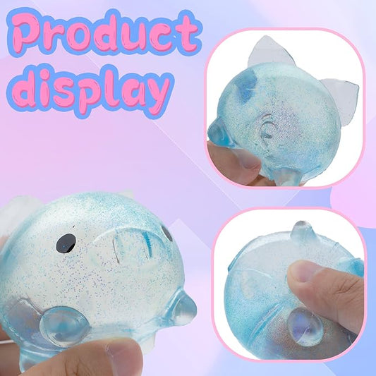 Pig Squisheez Stretch Balls, Squishy Pig 4 Pack, Stress Relief Balls (Set of 4) - Anxiety Relief Squeezing Squishy Balls Funny Fidget Toy
