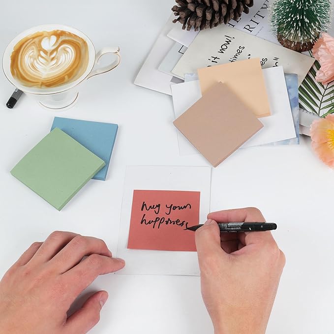 16 Pack Sticky Notes 3x3 in Post, Vintage Colors Sticky Note Pads, Recyclable, Sticky Notes Bulk Easy to Post for Home, Office, Notebook