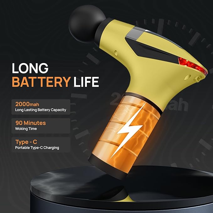 Massage Gun Deep Tissue with Muscle Massager Belt for Relaxation with Extended Handle 3-In-1 Back Massager for Pain Relief, 12 Speed Levels & 4 Replaceable Heads for Athletes, Gym Recovery and Seniors