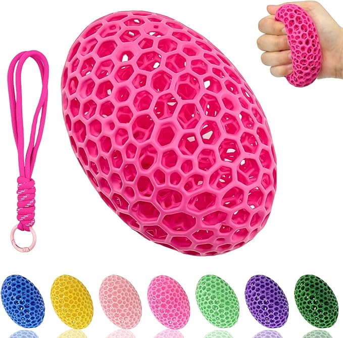 3D Printed Fidget Toy Stress Ball for Adults Grip Strength Trainer, Elasticity Fidget Bouncing Ball for Anxiety Relief, Novelty Gifts for Friends,Valentine Christmas Classroom Gifts for Kids