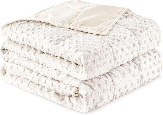 Sivio Weighted Blanket for Adults Twin Size 15 lbs, Soft Heavy Blanket for Stress Relief and Sleep Promotion, Brethable Cooling Weighted Throw Blanket for All-Season, White, 48 x 72 inches