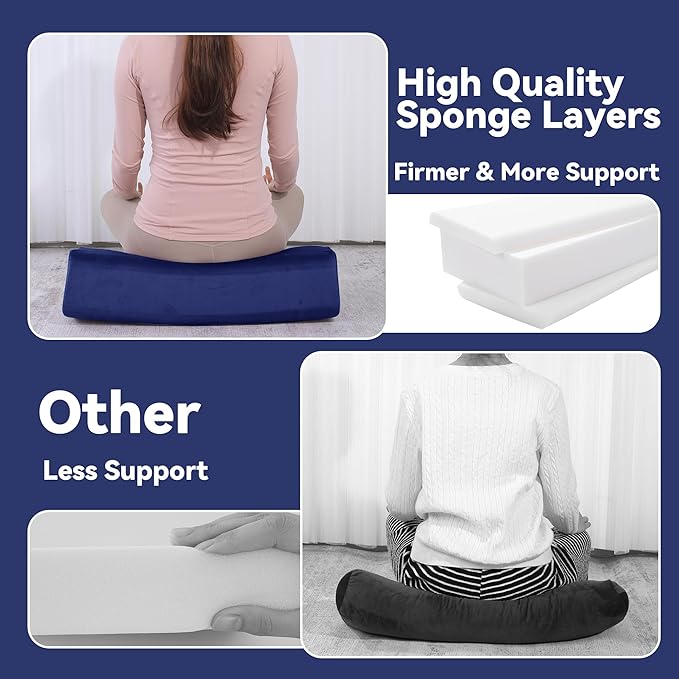 MABOZOO Yoga Bolster Set, Velvet Cover High Density Foam Pillows for Restorative Yoga and Meditation, Rectangular and Cylinder Bolster Pillow Meditation Cushion Pillow For Women Leg