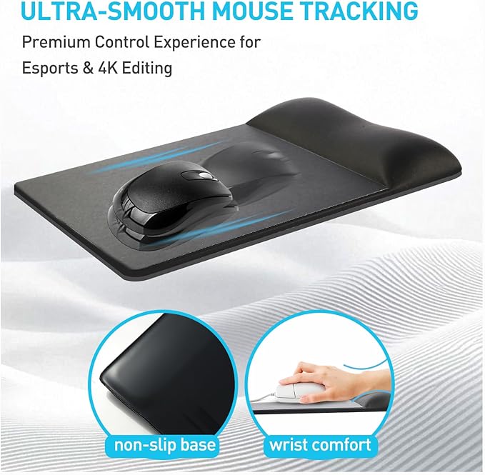 univo colors Design-Wave Wrist Rest Mouce Pad,PE Mouse Sliding Panel+Artificial Sheepskin+Memory Foam+Ergonomic+Anti-Slip Gel,Resilience Support During Work and Gaming,Mouce Accessory,Yellow