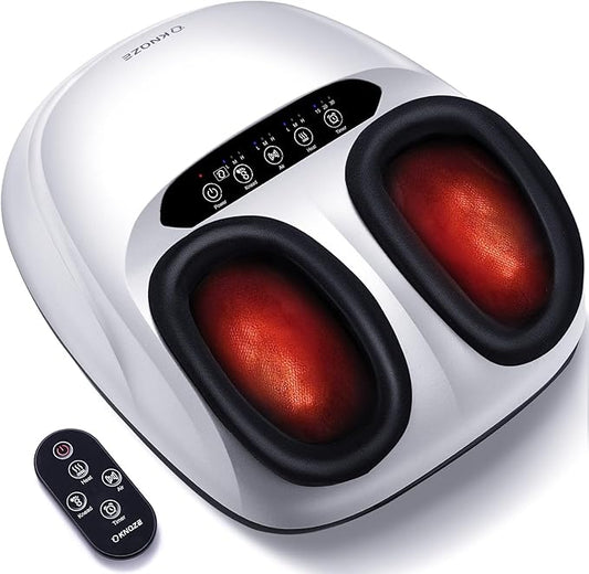Shiatsu Foot Massager Machine with Heat & Remote, 2025 Upgraded Deep Kneading Feet Massager for Plantar Fasciitis & Neuropathy, 3 Heat Levels, Multi-Mode Massage, Auto-Off Timers, Gifts for Women Men