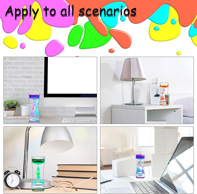 FKYTION Liquid Motion Bubbler Timer Pack of 3 Colorful Liquid Sensory Toys ADHD Fidget Toy Calm Relaxing Desk Toys