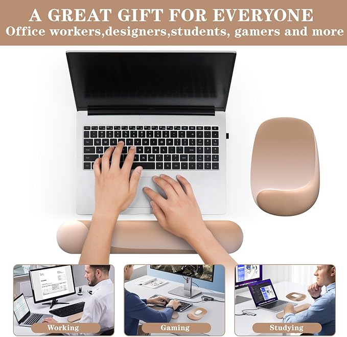 Wrist Rest for Keyboard and Mouse, Ergonomic Gel Computer Keyboard Wrist Rest with Memory Foam, Keyboard Wrist Support Pad for Long Hours of Work, Gaming, Studying-Relieve Wrist Pain