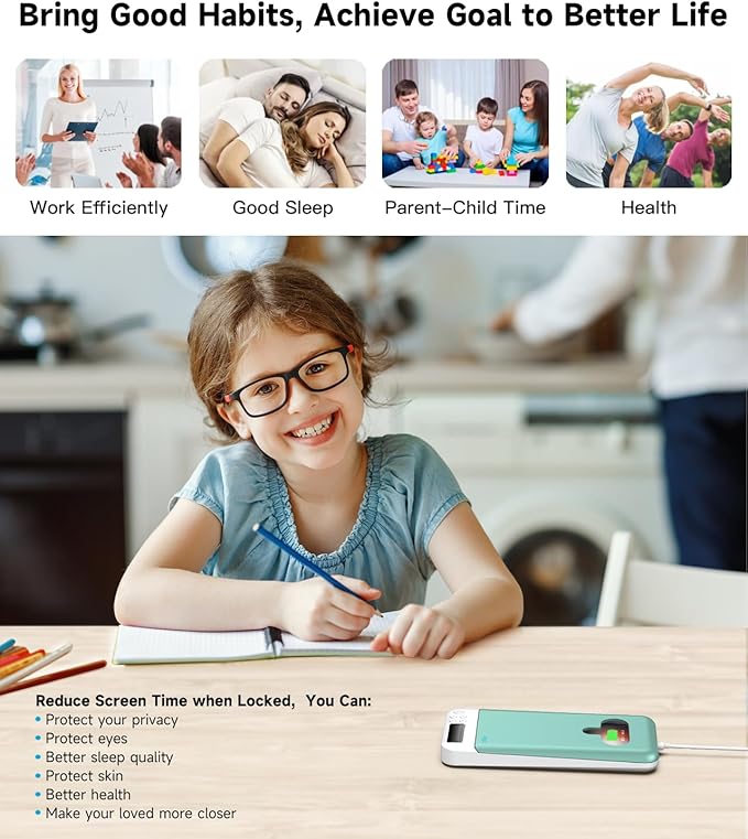 ySky Timed Phone Lock Box for iPhone and 6.7inch Phones, Portable Cellphone Jail Locker Box with Timer Prevent Phone Addiction | Unplug from Video Games, Social Media to Achieve Goals(Green)