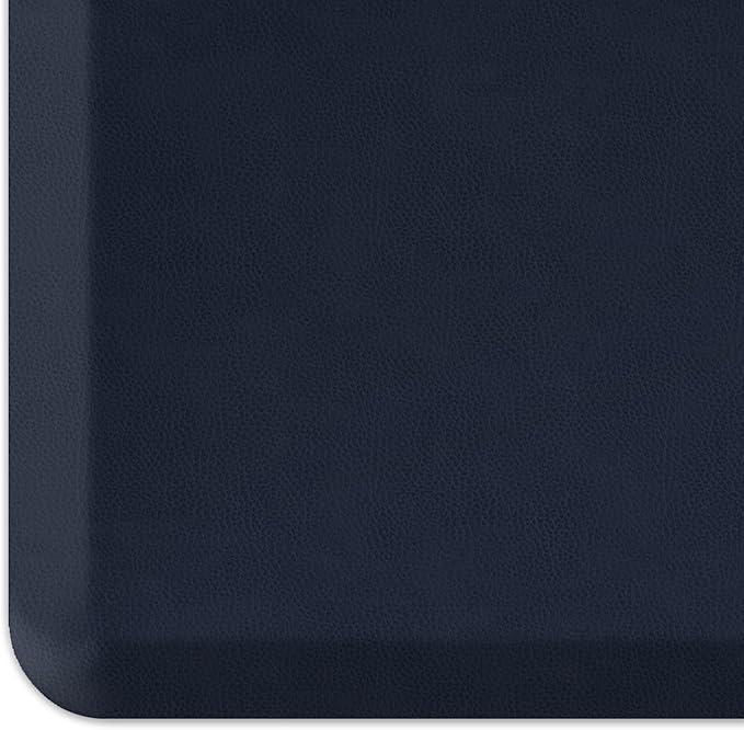 NewLife by GelPro Anti-Fatigue Designer Comfort Kitchen Floor Mat, 20x32”, Leather Grain Navy Stain Resistant Surface with 3/4” Thick Ergo-Foam Core for Health and Wellness