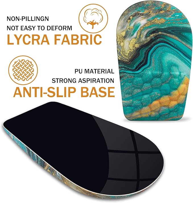 Ergonomic Mouse Pad Wrist Support,Upgrade Mousepad with Massage Design,Non-Slip PU Base Desktop Mouse Pads for Pain Relief, Computer, Office & Home,12 x 8 in（F-Golden Green Marble）