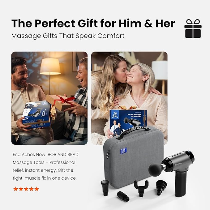 BOB AND BRAD T2 Massage Gun, Deep Tissue Percussion Muscle Massage Gun for Back and Neck, Upgraded 4000 mah Battery, Handheld Electric Back Massager for Athletes Pain Relief