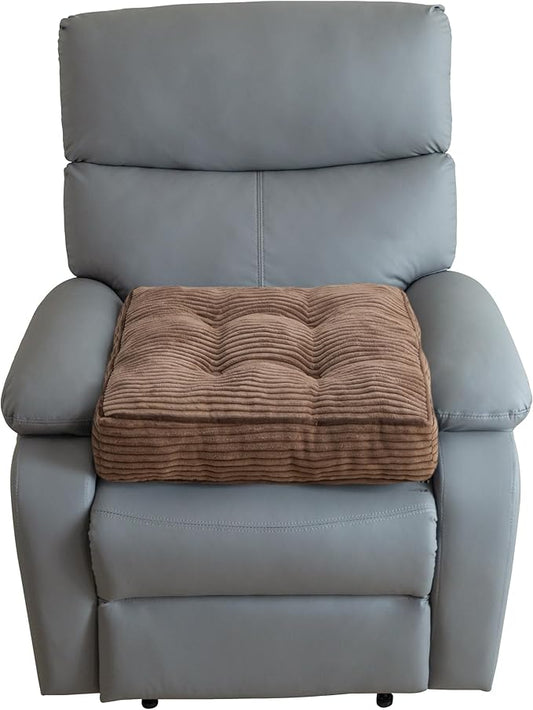 HIGOGOGO Tufted Corduroy Recliner Seat Cushion for Elderly, High Density Foam Large Square Seat Cushion for Recliner Chair, Floor Pillow, Office Chair, Car, No Pressure on Thighs, 20x20x4