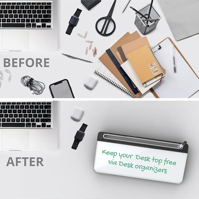 Audio-Visual Direct White Glass Desktop Notepad Set - Dry Erase Board with Marker, Eraser & Sticky Notes -