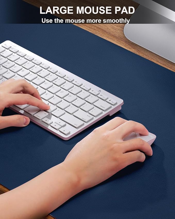 Leather Desk Protector, Non-Slip PU Laptop Mat for Office/Home - Waterproof Writing Pad (31.5"x15.7", Midnight Blue)