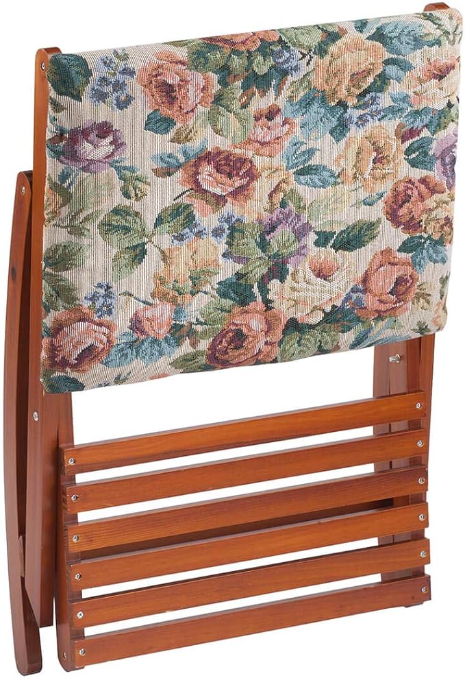 Deluxe Foldable Rocking Footrest, Adjustable Fold-Away Foot Stool with Tapestry Cushion