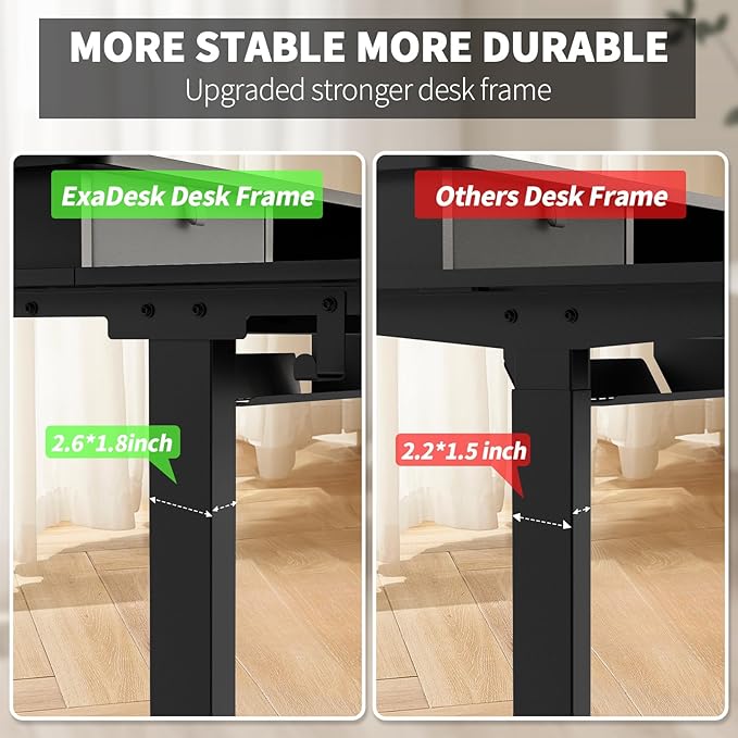 48 * 30 Inches Electric Standing Widened Desk Adjustable Height with 4 Drawers, Double Storage Shelves, Home Office Workstation Sit Stand up Desk (Classical Black)