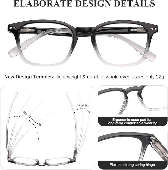 AQWANO 4 Pack Computer Reading Glasses Blue Light Filter Readers Glare Glasses for Men Women