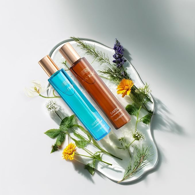 Earth & Water Element Essential Oil Roller Duo Set – Skin-Nourishing Aromatherapy for Evening Relaxation & Emotional Comfort – with Squalane, Sea Buckthorn, Jasmine & Sandalwood