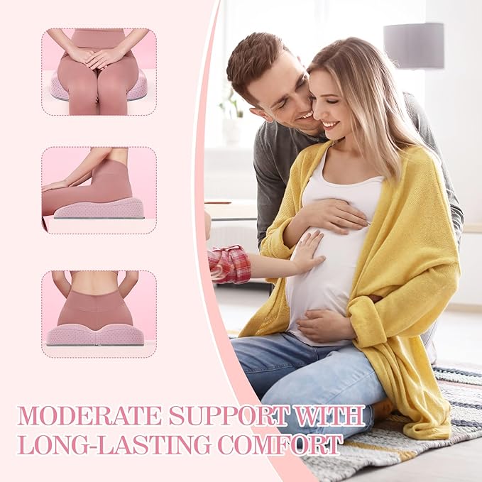 Benazcap Donut Pillow Seat Cushion - Ergonomic Memory Foam for Tailbone & Sciatica Pain Relief, Ideal for Hemorrhoids, Pregnancy, and Postpartum Comfort - Pink