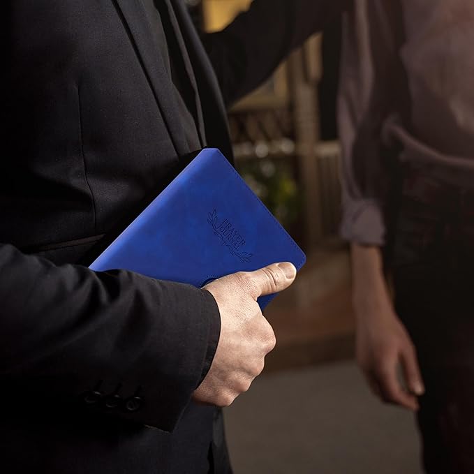 Ospelelf Blue Undated Faux Leather Christian Prayer Journal for Women - Church Notes Journals for Bible Study, Inspiring Daily Devotion Planner, 3 Month