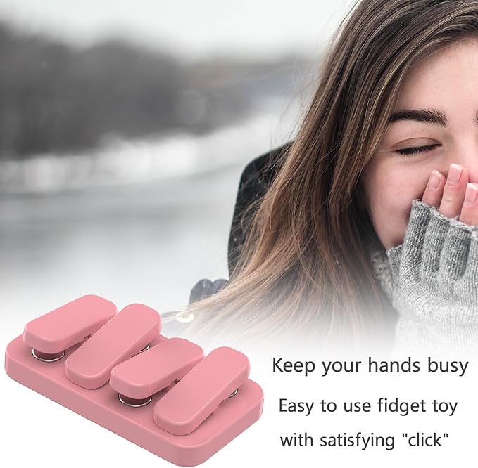 Metal Fidget Slider EDC Fidget Clicker Fidget Toys Adults (Light Pink)