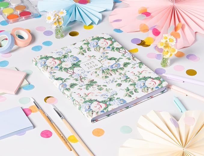 Eccolo 2025-2026 Large Agenda Planner, 18 Month, Yearly, Monthly & Weekly Views, Reminders, Goals Tracker (Flexi-Cover - 8 x 10")