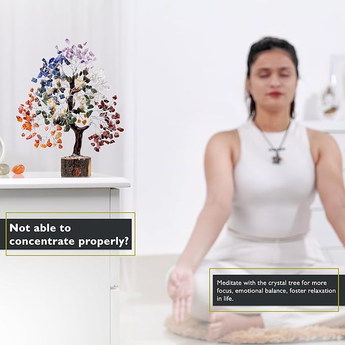 FASHIONZAADI Crystal Tree of Life 7 Chakra Healing Crystal Trees for Home Decor, Office Desk Decor Handmade Bonsai Trees for Positive Energy, Money, Good Luck Birthday Gifts for Women, Mom